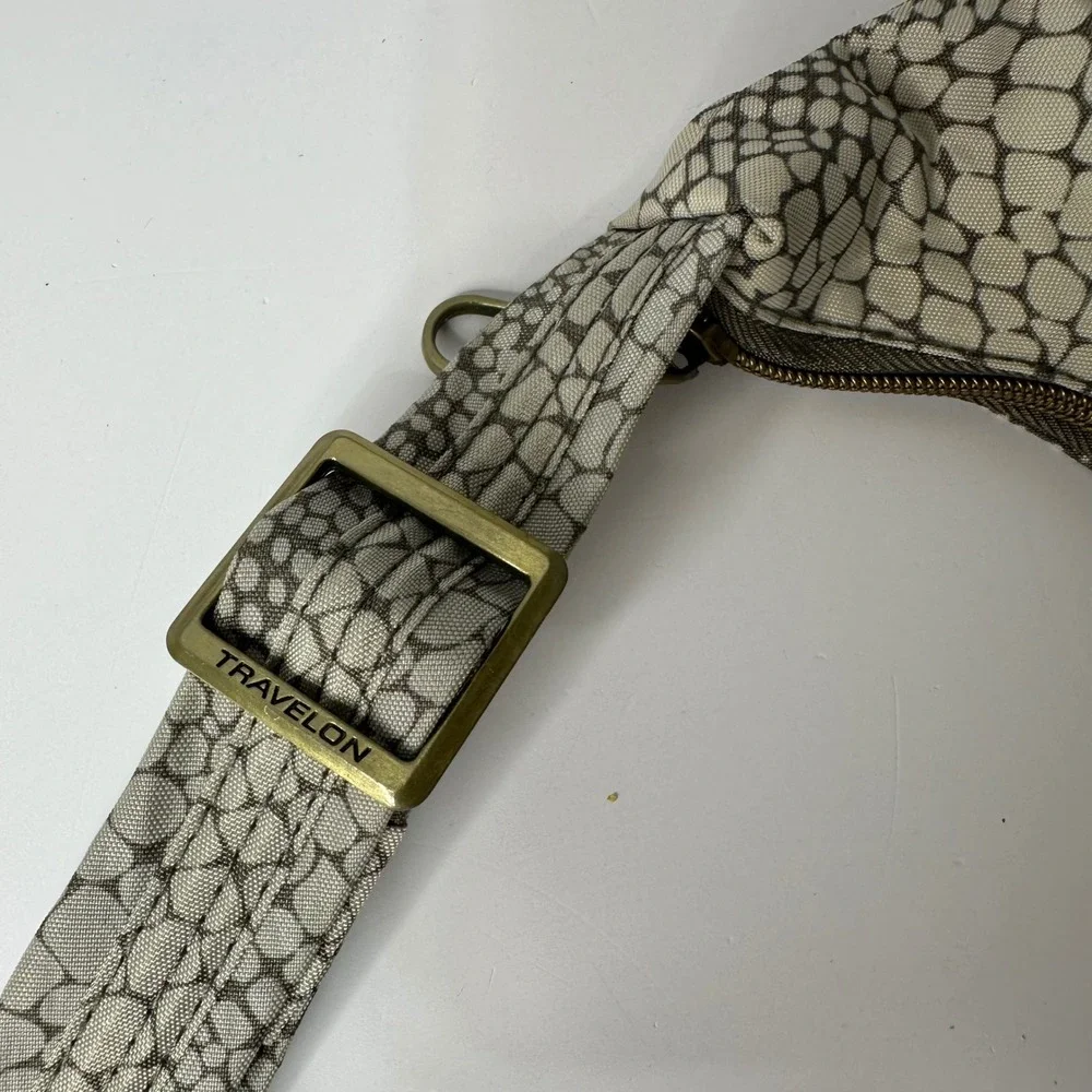 Travelon Snakeskin Print Crossbody Bag Anti-Theft RFID Shielded Gray Adjustable